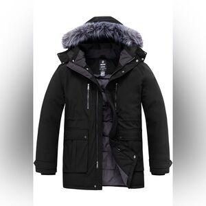 wantdo Winter Jacket Thicken Winter Coat Warm Puffer Jacket with Faux Fur Hood